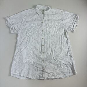 Abercrombie Fitch Linen Blend Button Up Blouse Hand Pockets Womens Size LP White